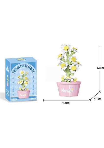 Mini Saksı Çiçek Blok Seti – 112 Parça Dekoratif Model Oyuncak