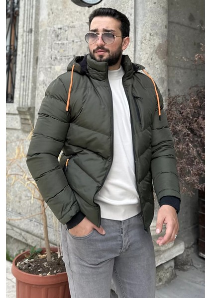 Içi Peluş Fermuarlı Kapüşonlu Erkek Mont P-00013141