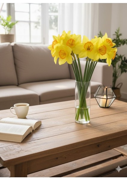 Yapay Nergis 3 Kafalı Sarı Renk 12 Çiçekli 50 cm Boyunda Ev Dekor Süs Vazo Dekor Çiçeğ fiyatları