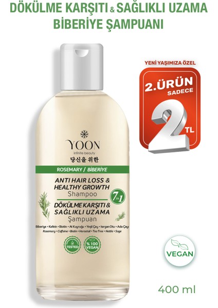 Saç Sağlıklı Hızlı Saç Uzamasına Yardımcı & Dökülen Saçlara Özel, 7 Aktifli Tuzsuz Biberiyeli Şampuan, 400ml