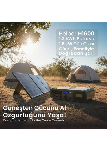 H1600 - Helper Serisi - Taşınabilir Lifepo4 Solar Güç Istasyonu - Ay Taşı indirimleri