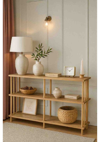 Konsol Çok Amaçlı Çevir Kur Atlantik Çam Desenli Konsol Salon Mobilyası