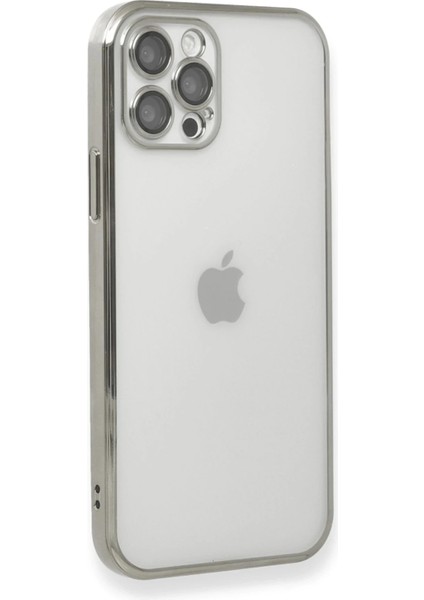 Bfs iPhone 12 Pro Kılıf Razer Lensli Silikon - Gümüş modelleri