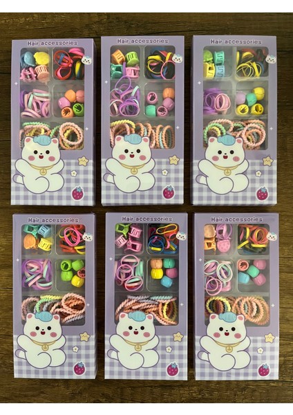 1 Paket Bebek Çocuk Kutulu Renkli Ince Lastik Mandal Havlu Saç Boncuğu Toka Seti Y2K Kpop Kore fiyatları