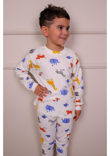 %100 Pamuk Hayvanlar Desenli Unisex Pijama Takım modelleri