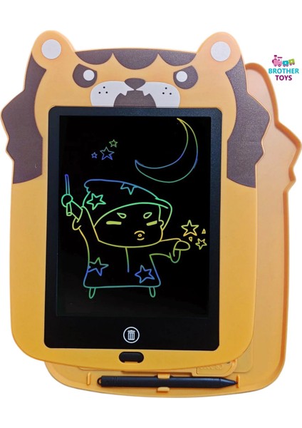 8.5 Inch Hayvan Figürlü Renkli Yazan LCD Dijital Çocuk Tablet Yazı Tahtası Çizim Tableti Hayvanlı Aslan Model