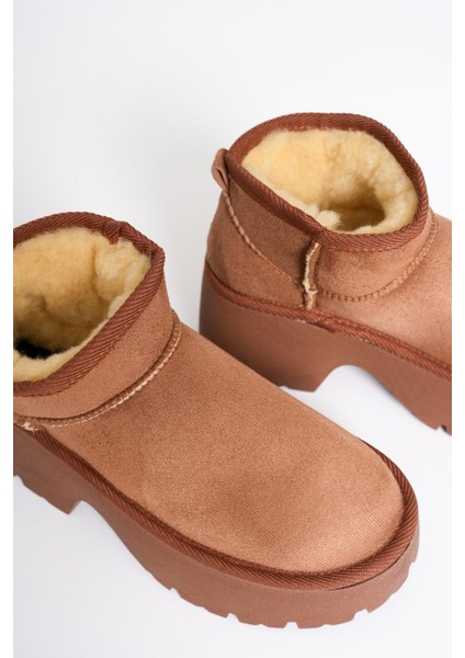 Kadın Süet Bot Kalın Topuklu Taba Ria fiyatları