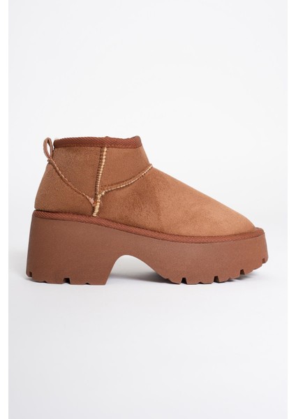 Kadın Süet Bot Kalın Topuklu Taba Ria modelleri