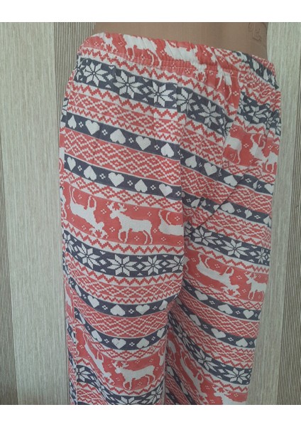 Kırmızı %100PAMUK Cotton Uzun Kollu Yumuşak Dokulu Desenli Üst ve Desenli Uzun Alt Kadın Pijama Takımı modelleri