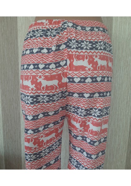 Kırmızı %100PAMUK Cotton Uzun Kollu Yumuşak Dokulu Desenli Üst ve Desenli Uzun Alt Kadın Pijama Takımı fırsatları