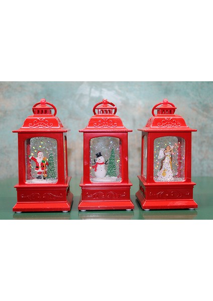 Yılbaşı Temalı Işıklı Müzikli Kar Küresi Kırmızı Tasarımlı