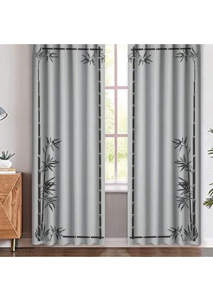 Özgün Bambu Agaç Desen Baskılı Keten Kumaş Pano Fon Perde ( Pilesiz )