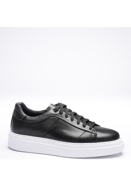 Erkek Hakiki Deri Sneaker Siyah Maver modelleri