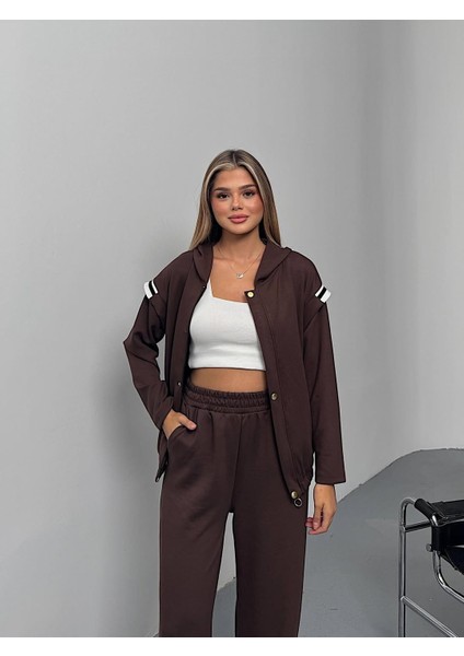 Şans Life Kadın Kapüşonlu Beli Lastikli Omzu Ribana Detaylı Pantolonlu Ikili Takım indirimleri