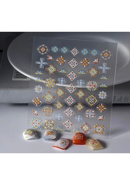 5d Kabartmalı Bohem Tarzı Totem Tasarımlı Tırnak Süsleme Stickerı Nail Art Süslemeleri