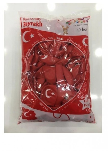 Baskılı Ay Yıldızlı Balon 100'LÜ - Ürün Kodu : Orc.b.evi.36