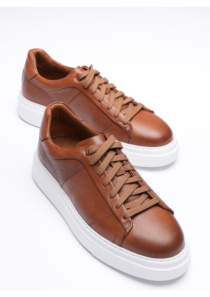Erkek Hakiki Deri Sneaker Taba Maver