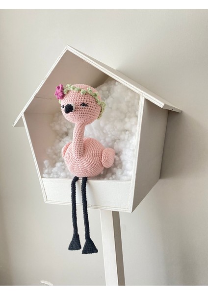 Amigurumi Flamingo Oyun Arkadaşı - Çocuk Odası Dekoru Organik Oyuncak