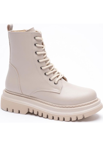 Kadın Deri Bot Fermuarlı Bej Nexa modelleri