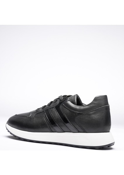 Erkek Hakiki Deri Sneaker Rugan Detaylı Siyah Miro fırsatları