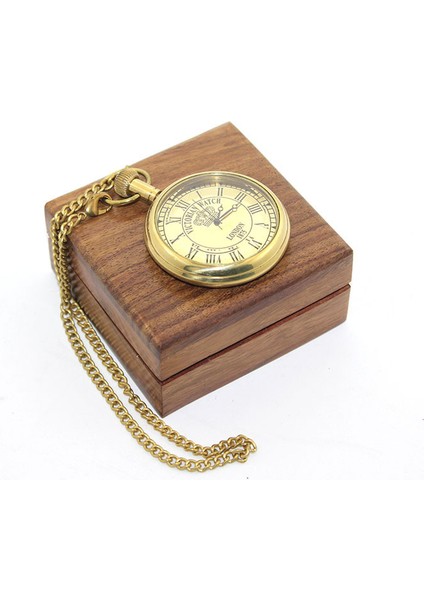 Ahşap Kutulu Pirinç Köstekli Saat Model 9