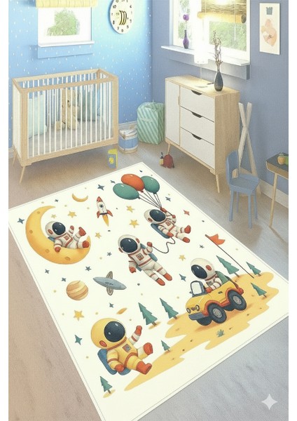 Çocuk Halısı Oyun Matı Yol Desenli Astronot Modelli Eğitici Kaymaz Taban Yıkanabilir Halı fiyatları
