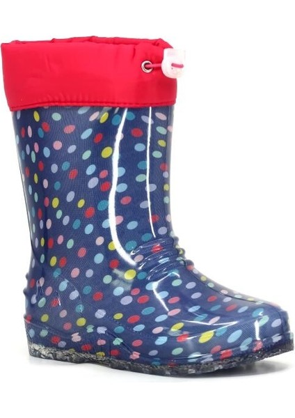 Pvc Peluşlu Puantiyeli Çocuk Yağmur Çizmesi
