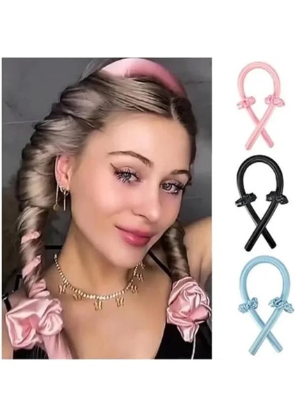 Isısız Saç Şekillendirme Seti, Saten Gece Bigudisi, Saç Sosisi, Çok Renkli