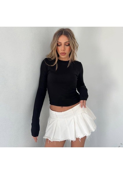 Parmak Geçirme Detaylı Pamuklu Premium Kalite Basic Kadın Bluz modelleri