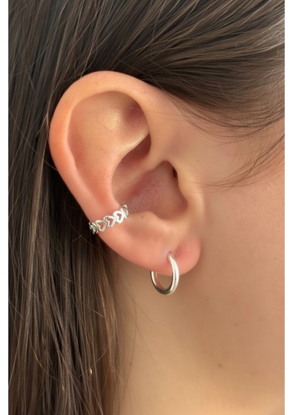 Deliksiz Kalp Model Earcuff Kıkırdak Küpe 18K Kaplama Küpe 1 Adet