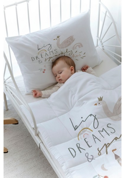 Organik Baskılı Bebek Boy (100X150) Yorgan Seti - Royal Series - Princess Swan fiyatları