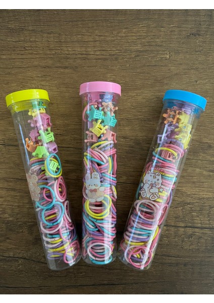 1 Paket Bebek Çocuk Kutulu Renkli Ince Lastik Mandal Havlu Saç Boncuğu Toka Seti Y2K Kpop Kore modelleri