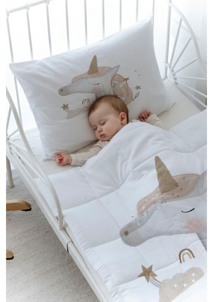 Organik Baskılı Bebek Boy (100X150) Yorgan Seti - Royal Series - Unicorn Dream fiyatları