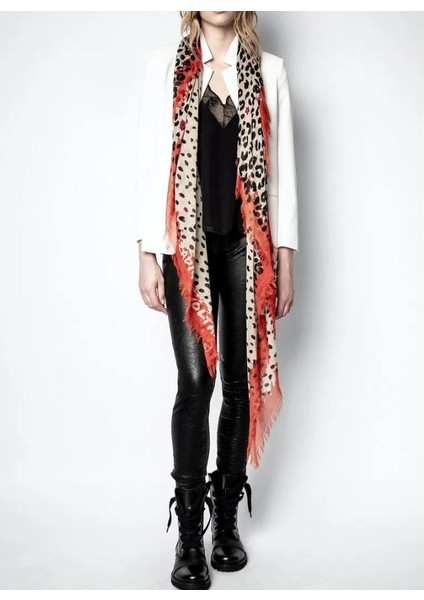 Zadıg & Voltaıre Delta Leopar Eşarp ,zadig&voltaire Geniş ve Saran Leopar Desenli Atkı