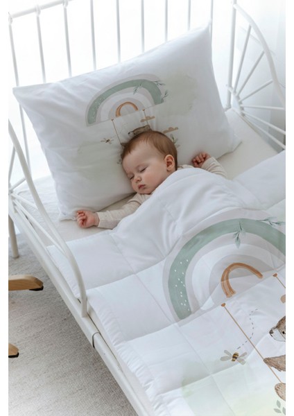 Organik Baskılı Bebek Boy (100X150) Yorgan Seti - Royal Series - Welcome Baby Bear fiyatları