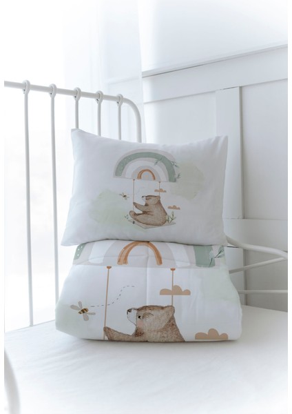 Organik Baskılı Bebek Boy (100X150) Yorgan Seti - Royal Series - Welcome Baby Bear modelleri