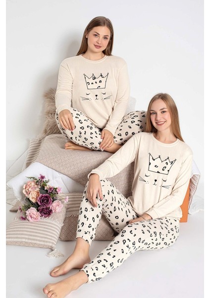 Kadın Bisiklet Yaka Düğmesiz Kışlık Termal Bilek Manşetli Jogger Uzun Kol Cepli Pijama Takımı fiyatları