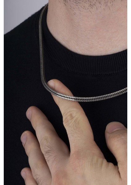 Tilki Kuyruğu 925 Ayar Gümüş Erkek Zincir Kolye