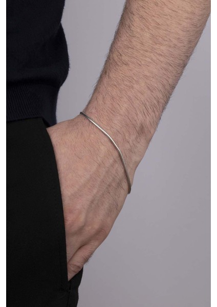 Italyan Model Klasik Erkek Gümüş Zincir Bileklik