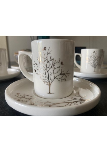 Yaşam Ağacı Altın Yaldızlı Porselen Hediyelik Fincan Takımı 100 ml Yeni Ürün 2'li 4'lü 6'lı 8'li 10'lu Seçeneklerle fırsatları
