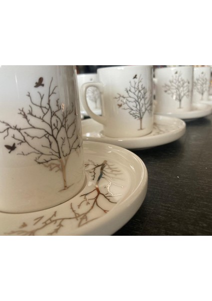 Yaşam Ağacı Altın Yaldızlı Porselen Hediyelik Fincan Takımı 100 ml Yeni Ürün 2'li 4'lü 6'lı 8'li 10'lu Seçeneklerle indirimleri