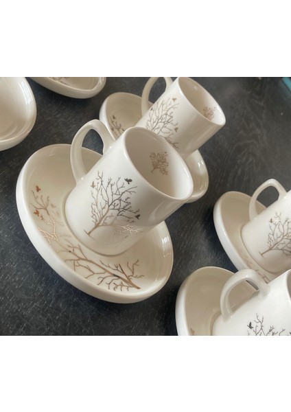 Yaşam Ağacı Altın Yaldızlı Porselen Hediyelik Fincan Takımı 100 ml Yeni Ürün 2'li 4'lü 6'lı 8'li 10'lu Seçeneklerle