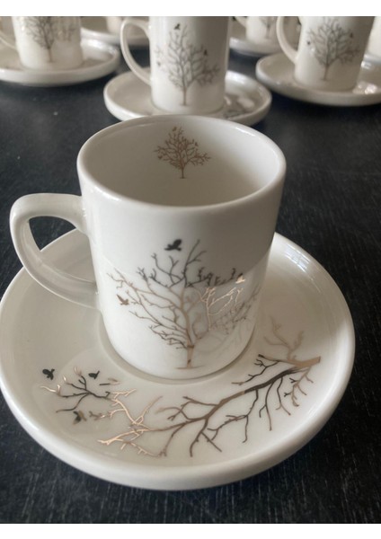Yaşam Ağacı Altın Yaldızlı Porselen Hediyelik Fincan Takımı 100 ml Yeni Ürün 2'li 4'lü 6'lı 8'li 10'lu Seçeneklerle