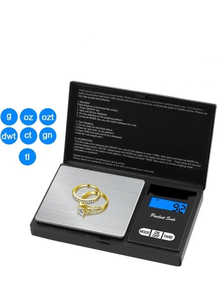 Professional Hassas Terazi 500 Gram Kapasiteli 0.1 Hassasiyetli Dijital Kapaklı Tartı (5256)