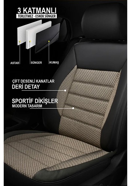 Volvo V40 Cross Country 1.5 T3 Advance Gartronic 2019 Uyumlu Jakar Bej Oto Kılıfı Tam Set fiyatları