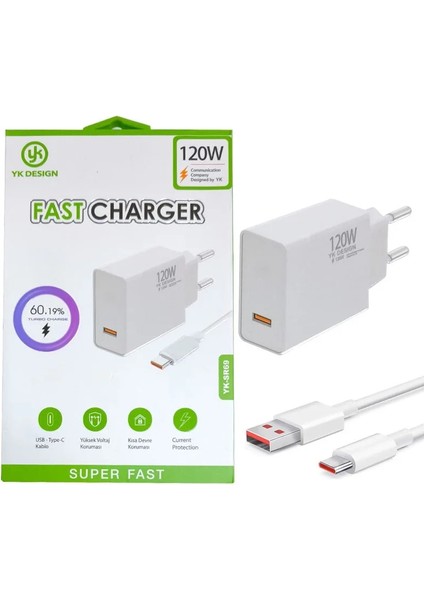 120W Süper Hızlı Şarj Cihazı - USB Type-C (5256)