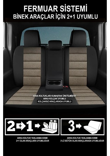 Jeep Renegade 1.4 Multiair2 (140 Hp) Start&stop 2016 Uyumlu Jakar Bej Oto Kılıfı Tam Set indirimleri
