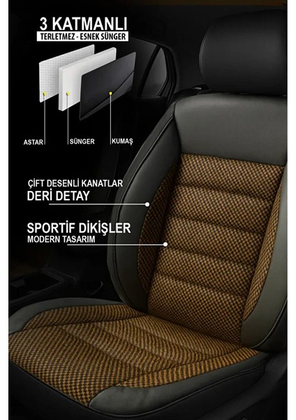 Ssangyong Kyron (Facelift 2007) 2.3i 16V (150) 2013 Uyumlu Jakar Acıkahve Oto Kılıfı Tam Set fiyatları