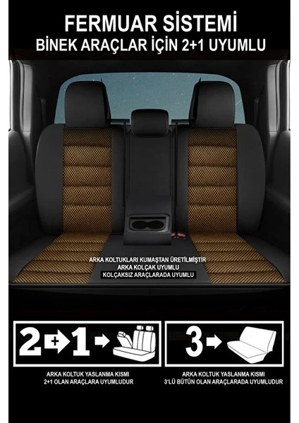 Ssangyong Kyron (Facelift 2007) 2.3i 16V (150) 2013 Uyumlu Jakar Acıkahve Oto Kılıfı Tam Set fırsatları