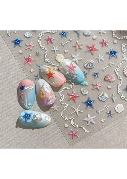 Deniz Kabuğu Tırnak Süsleme Stickerı Nail Art Süslemeleri